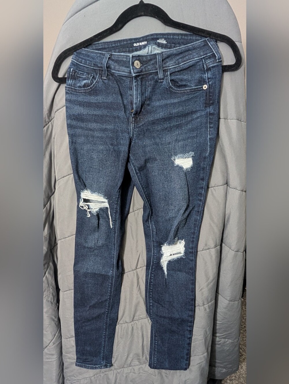 Old Navy Dark Blue Distressed Skinny Jeans